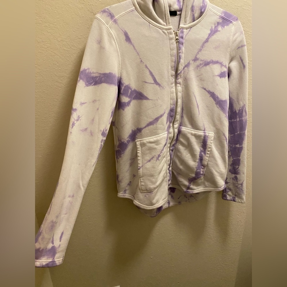 ATM Anthony Thomas Melillo Purple & White Tie Dye Zip Front Hoodie Size Small - Picture 7 of 10